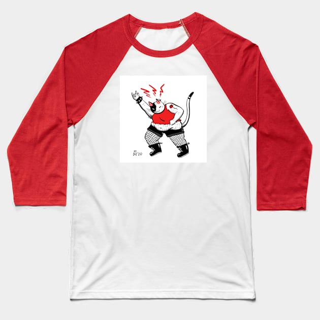 Rocker Cat Baseball T-Shirt by seaeyedraw